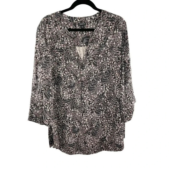 Torrid Gray Print Tab Sleeve Harper Blouse Women's Plus Size 4X - Picture 1 of 10